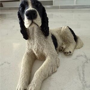 1988 SIGNED CASTAGNA ITALY BLACK /  WHITE ENGLISH SETTER DOG FIGURINE